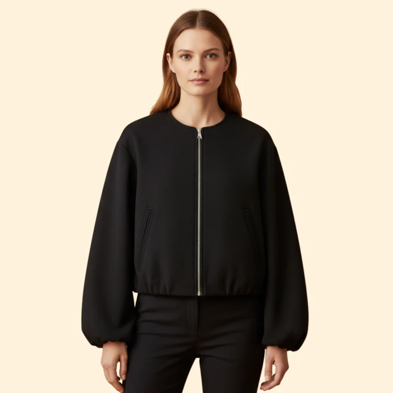 Women's Zip-Up Bomber Jacket - Image 2