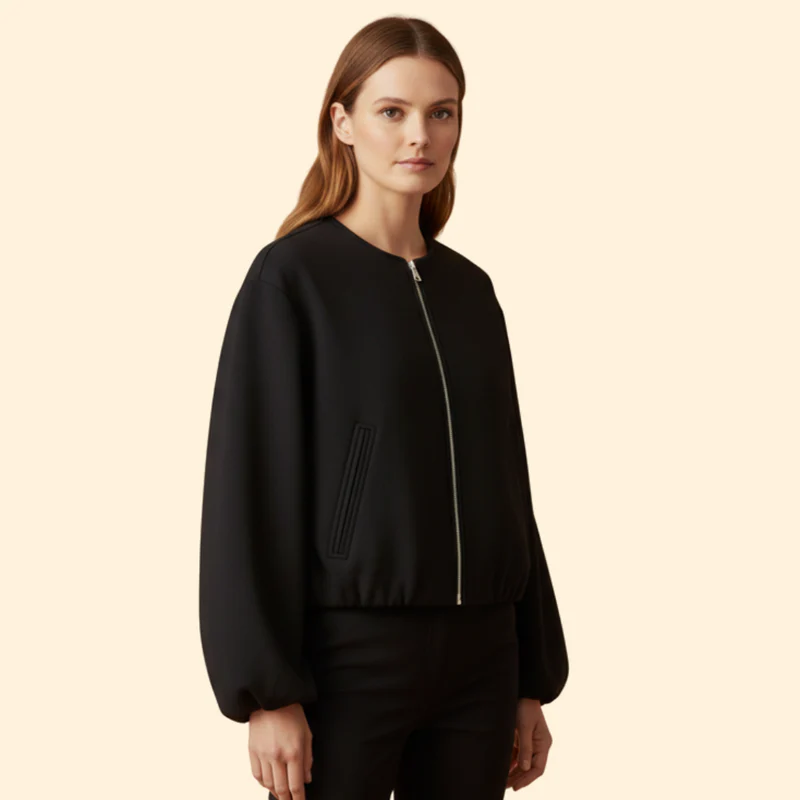 Women's Zip-Up Bomber Jacket - Image 3