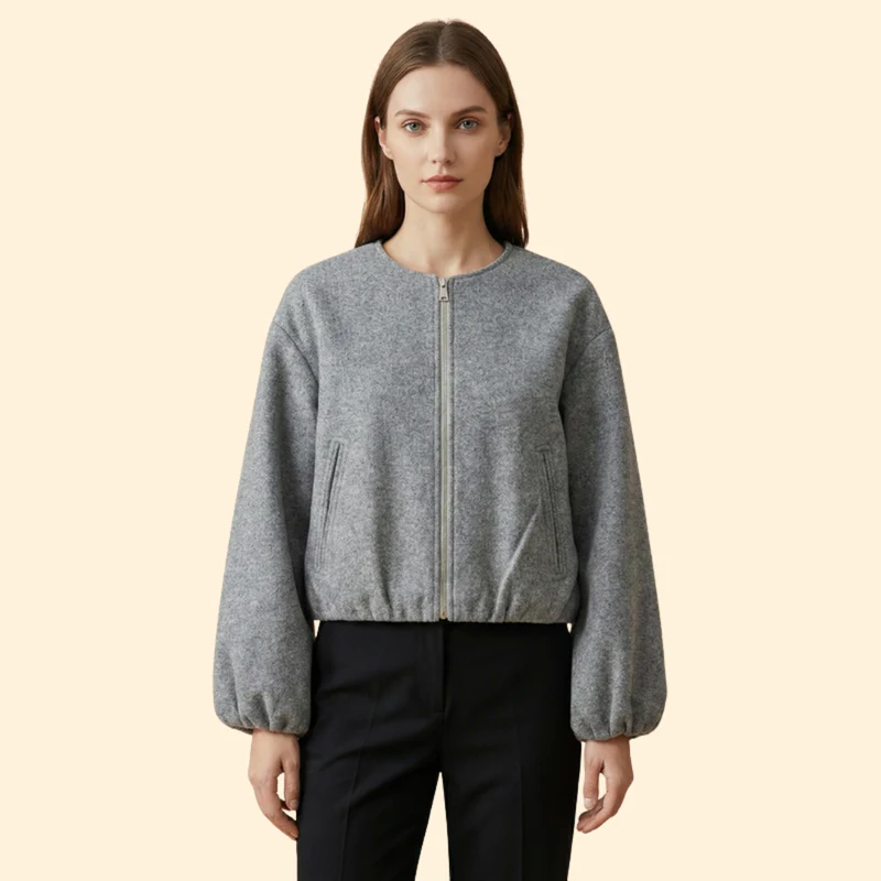 Women's Zip-Up Bomber Jacket - Image 8