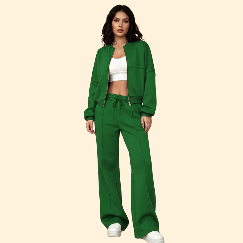 Women’s Zip-Up Bomber Jacket and Jogger Set - Image 10