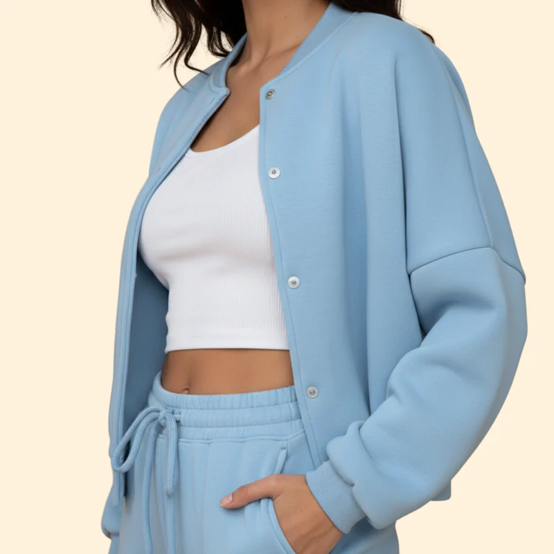 Women’s Zip-Up Bomber Jacket and Jogger Set - Image 5
