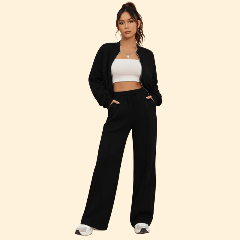 Women’s Zip-Up Bomber Jacket and Jogger Set - Image 6