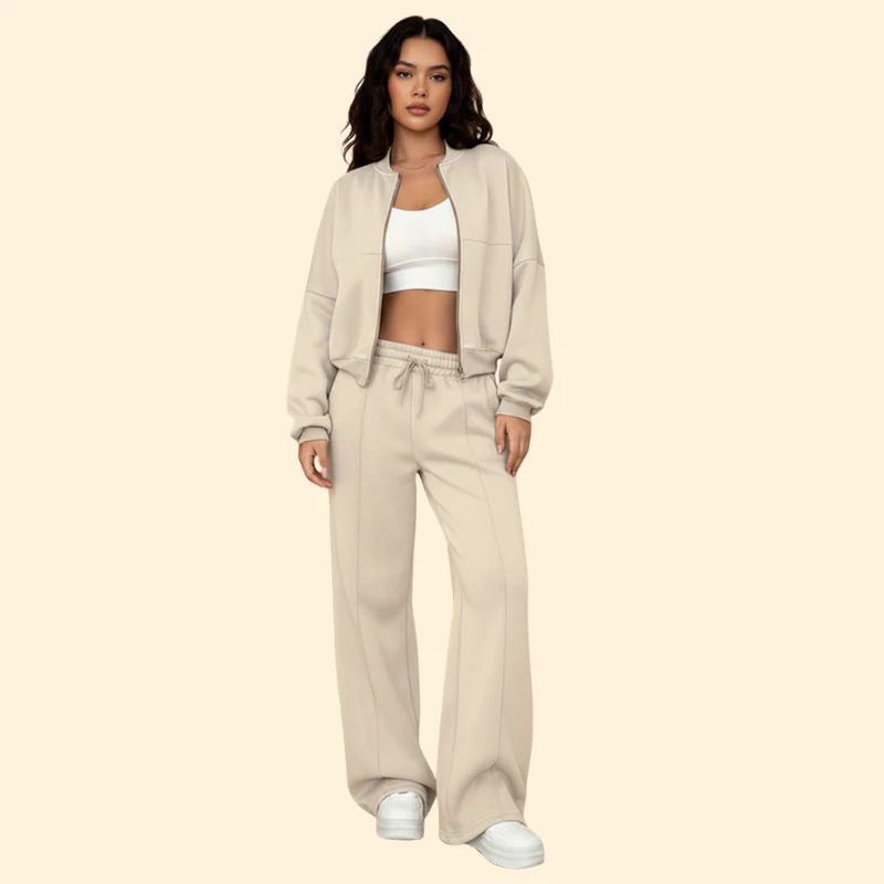 Women’s Zip-Up Bomber Jacket and Jogger Set - Image 7