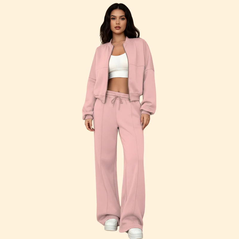 Women’s Zip-Up Bomber Jacket and Jogger Set - Image 8