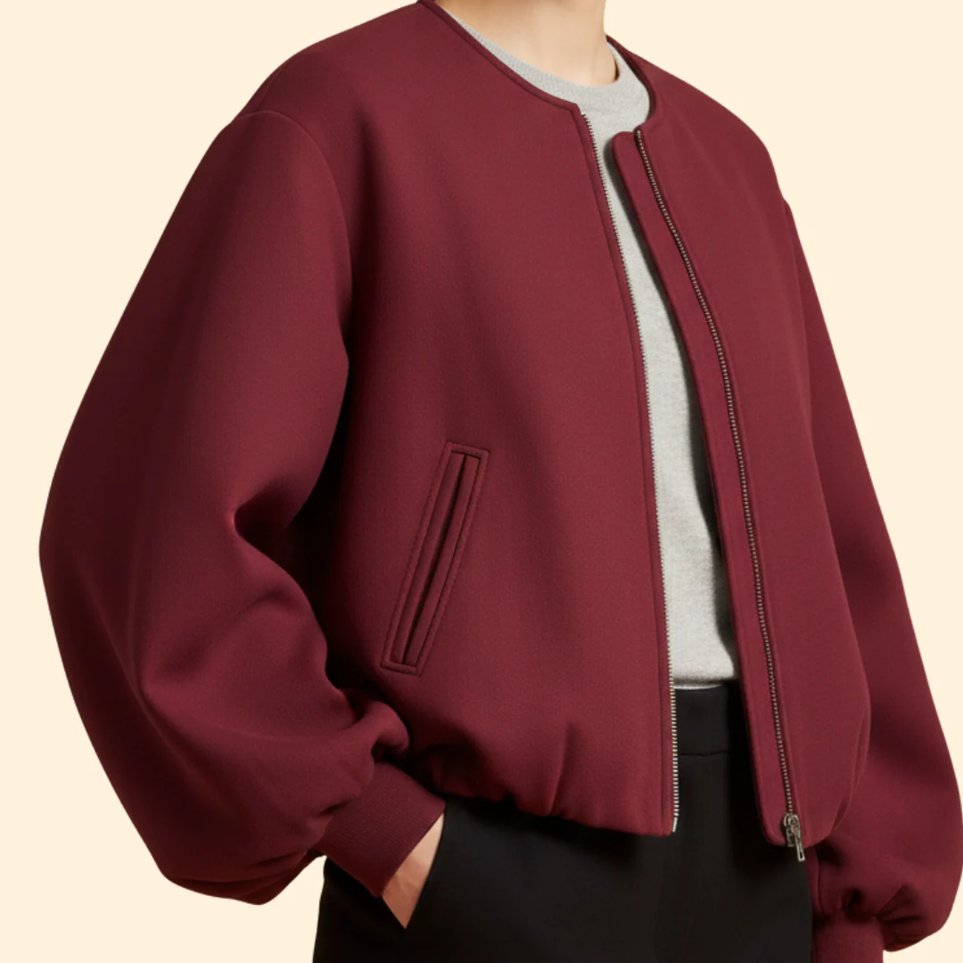 Women’s Zip-Up Bomber Jacket with Balloon Sleeves - Image 4
