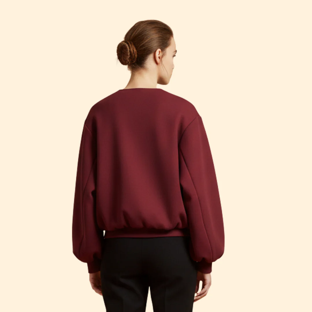 Women’s Zip-Up Bomber Jacket with Balloon Sleeves - Image 5