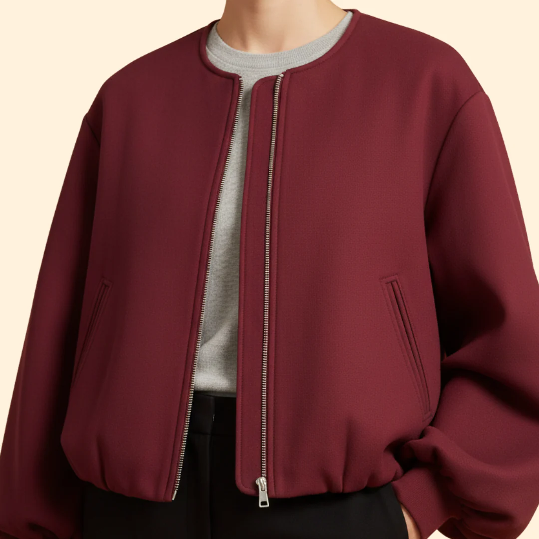 Women’s Zip-Up Bomber Jacket with Balloon Sleeves - Image 6