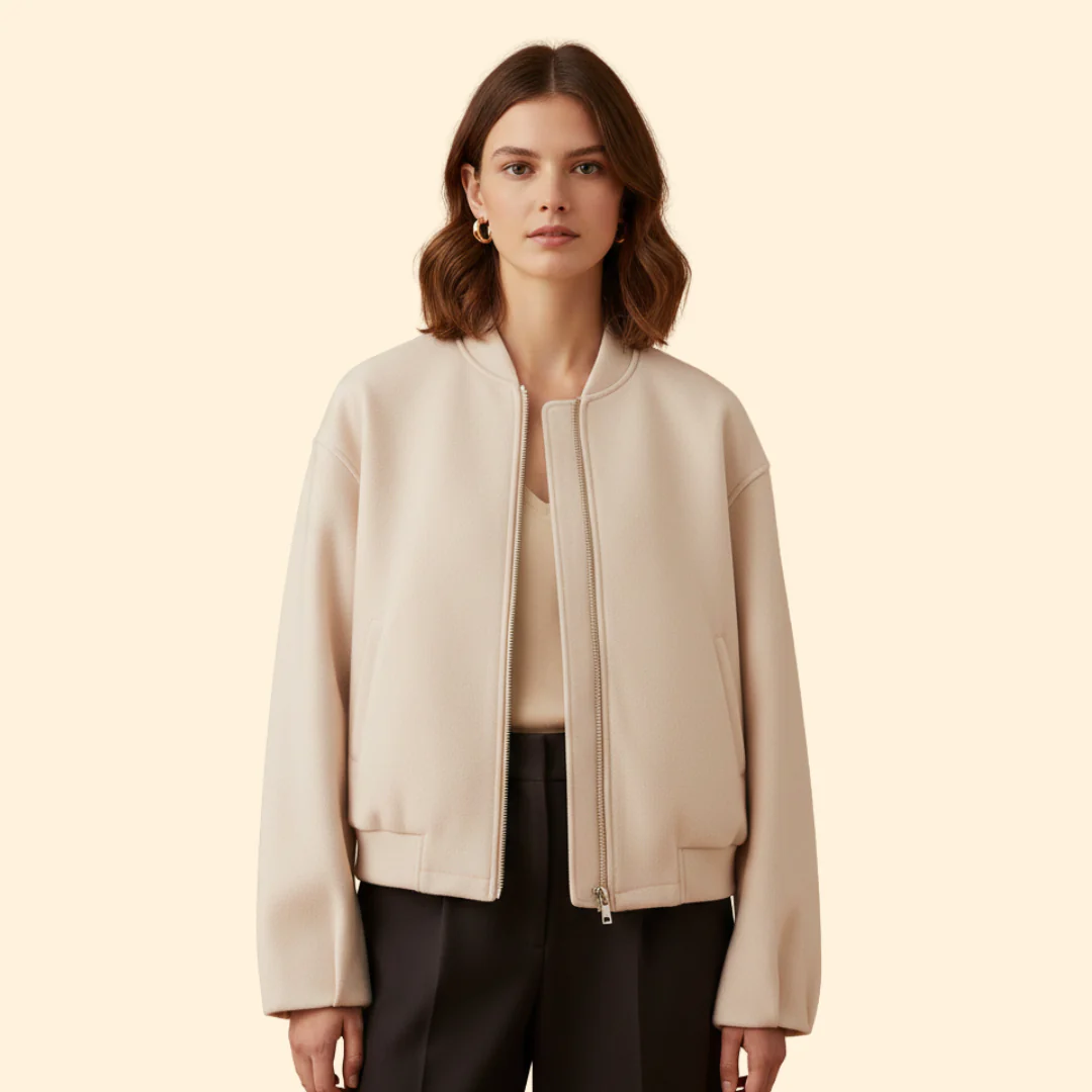 Women’s Zip-Up Bomber Jacket with Balloon Sleeves - Image 8