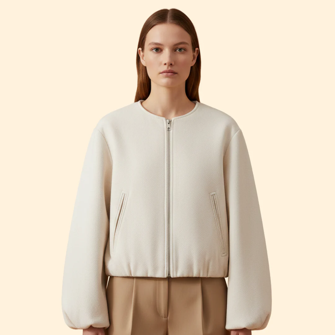 Women’s Zip-Up Bomber Jacket with Balloon Sleeves - Image 9