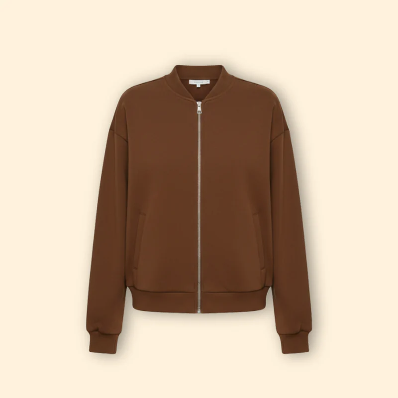 Women’s Zip-Up Bomber Jacket with Long Sleeves