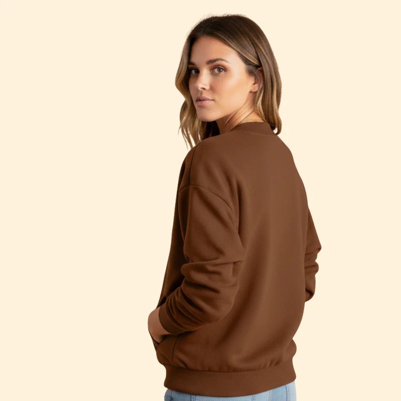 Women’s Zip-Up Bomber Jacket with Long Sleeves - Image 4
