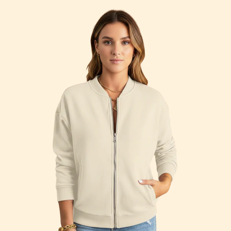 Women’s Zip-Up Bomber Jacket with Long Sleeves - Image 8