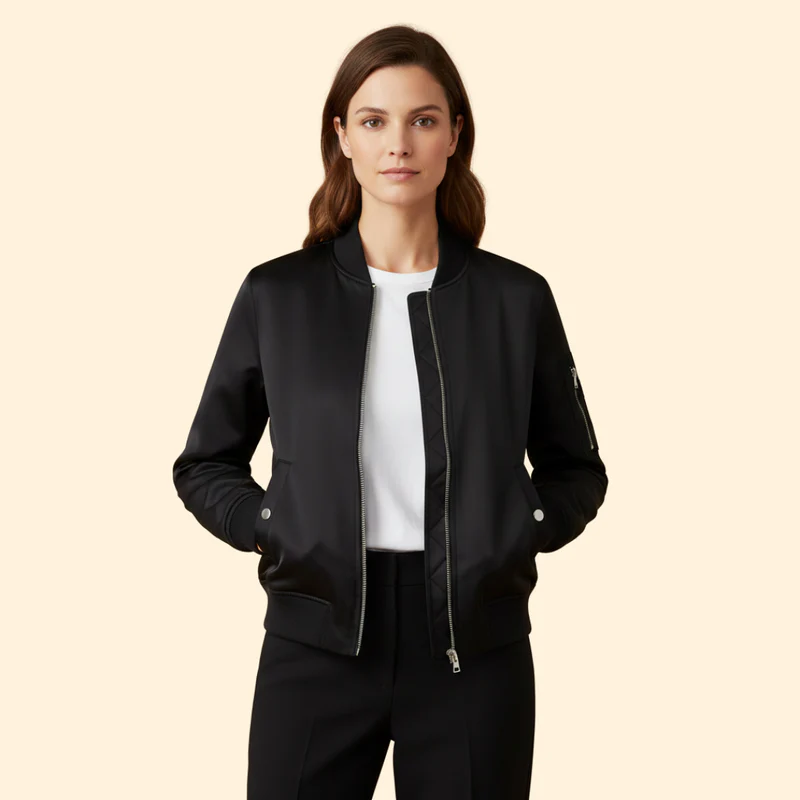 Women's Zip-Up Bomber Jacket with Sporty Cut - Image 2