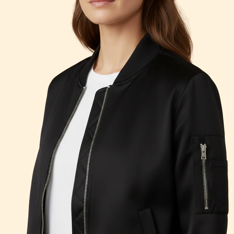 Women's Zip-Up Bomber Jacket with Sporty Cut - Image 5