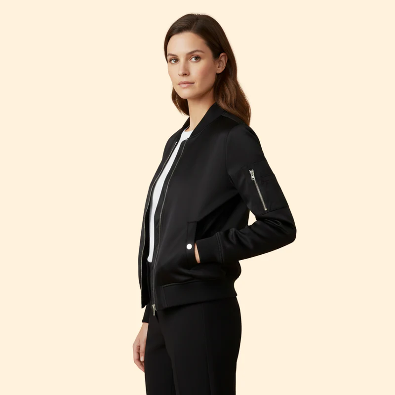 Women's Zip-Up Bomber Jacket with Sporty Cut - Image 6