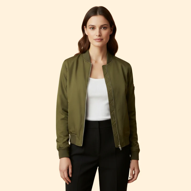 Women's Zip-Up Bomber Jacket with Sporty Cut - Image 7